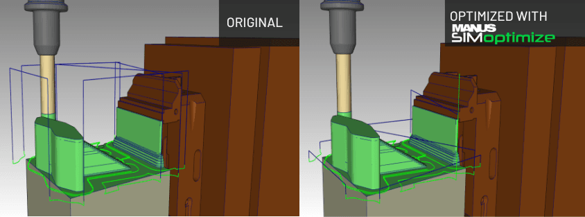 Illustration to show air cut minimization on MANUSsimOptimize