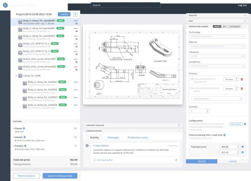 AMFG Rapid Quote solution screenshot