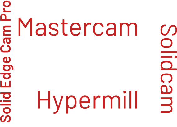 CAM which MANUSsim supports, including Siemens NX, Mastercam, Fusion360, Solidcam, Hypermill, Catia V6, Solid Edge Cam Pro, Catia v5